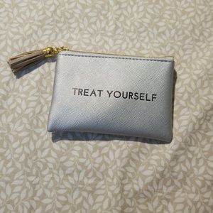 Silver coin pouch with rose gold tassel